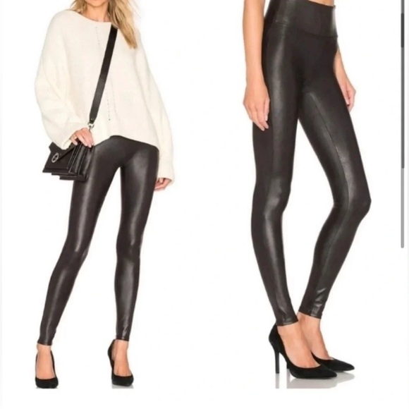 SPANX Black faux leather high waist moto legging size small - Picture 2 of 4